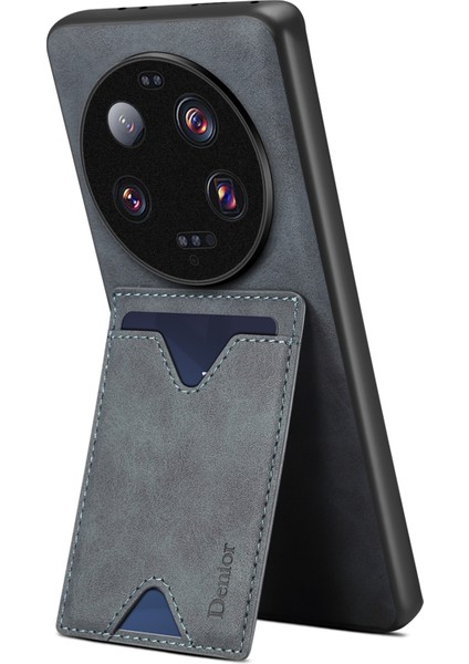Xiaomi 13 Için 13 Ultra Damla Geçirmez Kickstand Card Yuvası Pu Deri Kaplamalı Tpu Telefon Kapak-Grey (Yurt Dışından) modelleri