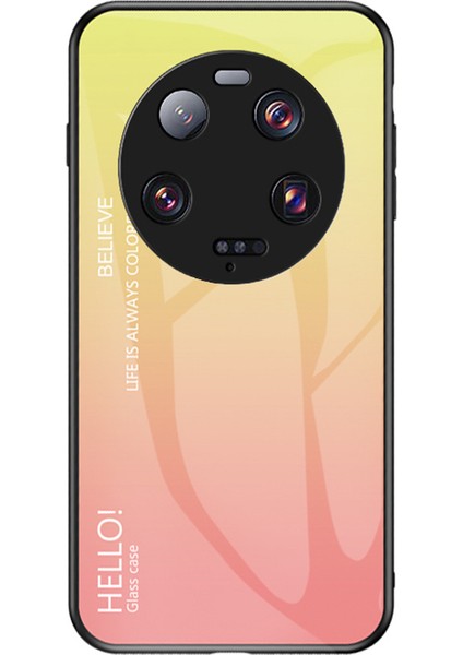 Xiaomi 13 Ultra Gradyan Temsilli Cam Telefon Kılıfı Pc+Tpu Çizgiye Karşı Çizelge Anti-Kapak Sınıfı Sarı (Yurt Dışından)