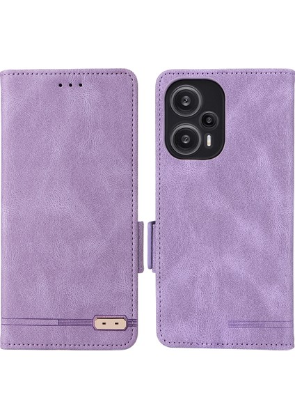 Xiaomi Için Redmi Note 12 Turbo/poco F5 5g Donanım Dekoru Pu Deri Cüzdan Stand Kapağı Şok Geçirmez Telefon Vaka-Mor (Yurt Dışından)