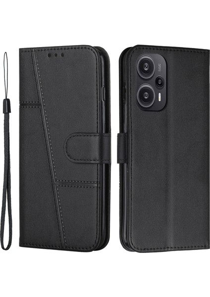 Xiaomi Için Redmi Note 12 Turbo/poco F5 5g Pu Deri Kılıf Cüzdan Stand Koruyucu Telefon Kapağı Black (Yurt Dışından)