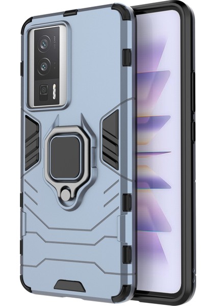 Xiaomi Poco F5 Pro 5g/redmi K60 Pro 5G/K60 5g Cep Telefonu Kılıf Halkası Kickstand Şok Geçirmez Telefon Kapak Mavisi (Yurt Dışından)