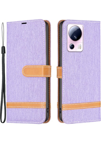 Xiaomi 13 Lite/civi 2 5g Kot Pantolon Pu Deri Cüzdan Kapağı Kapak Önleme Önleme Flip Standı Telefon Vaka-Mor (Yurt Dışından)