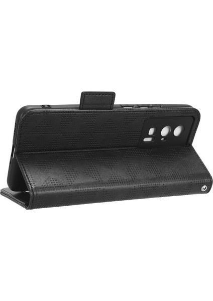 Xiaomi Poco F5 Pro 5g/redmi K60 Pro 5G/K60 5g Pu Deri Telefon Kapak Stand Stand Cüzdanı Dot Deseni Baskı-Black Için (Yurt Dışından) modelleri