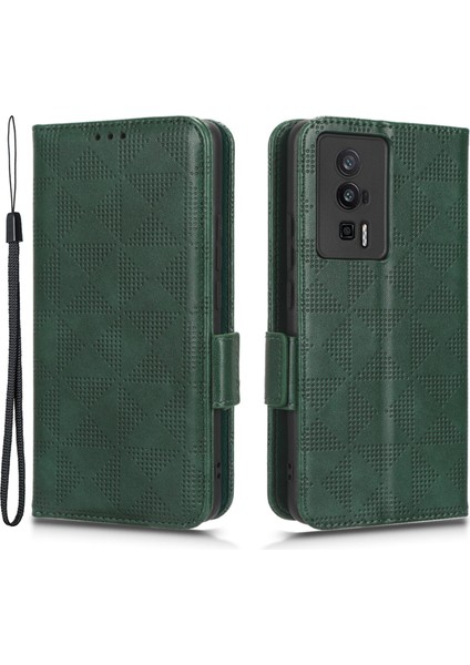 Xiaomi Poco F5 Pro 5g/redmi K60 Pro 5G/K60 5g Pu Deri Telefon Kapak Stand Stand Cüzdanı Baskı Basılı Yeşil (Yurt Dışından)