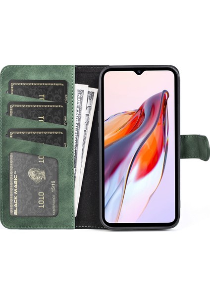 Xiaomi Redmi Için 12C 4g Çizgiye Karşı Çizgiye Karşı Çift Renkli Telefon Kılıfı Ekleme Cüzdan Standı Deri Kapak Yeşili (Yurt Dışından) fiyatları