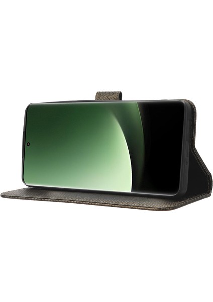 Xiaomi Için 13 Ultra Stand Cüzdan Telefon Kılıfı Pu Deri Elmas Doku Telefon Kapak-Kahverengi (Yurt Dışından) modelleri