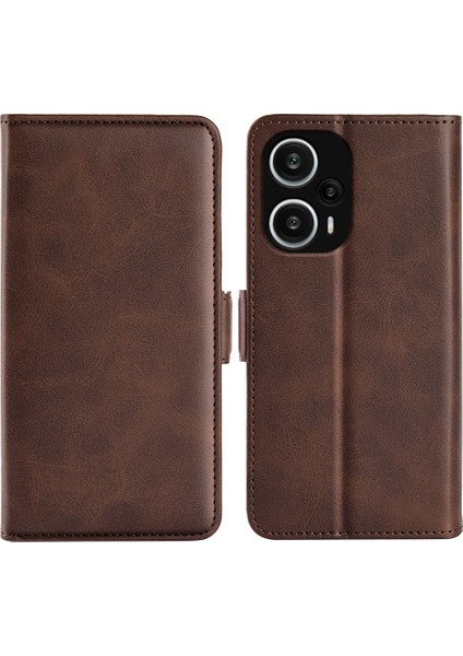 Xiaomi Için Redmi Note 12 Turbo/poco F5 5g Cüzdan Flip Telefon Kapağı Buzağı Dokusu Pu Deri Stand Folio Case-Brown (Yurt Dışından)