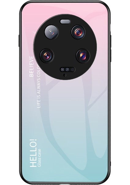 Xiaomi 13 Ultra Gradyan Temsilli Cam Telefon Kılıfı Pc+Tpu Çizgiye Karşı Kıta Anti-Sınıflandırıcı Pembe Mavi (Yurt Dışından)