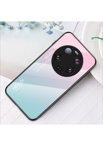 Xiaomi 13 Ultra Gradyan Temsilli Cam Telefon Kılıfı Pc+Tpu Çizgiye Karşı Kıta Anti-Sınıflandırıcı Pembe Mavi (Yurt Dışından)