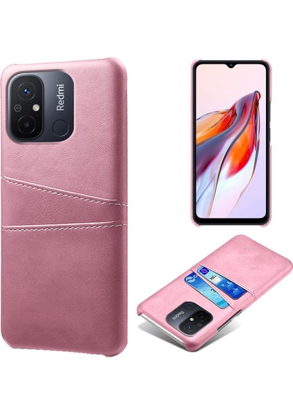 Xiaomi Redmi Için 12C 4g Deri Kaplamalı Pc Telefon Kılıfı Çift Kart Yuvaları Akıllı Telefon Kapak Çizgi Altın (Yurt Dışından)