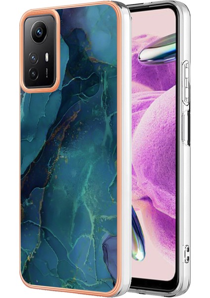 Xiaomi Redmi Için 2.0mm Tpu Kılıfı Not 12S 4g, Mermer Desen Imd Elektrapkülleme Telefon Kapak Yeşili (Yurt Dışından)