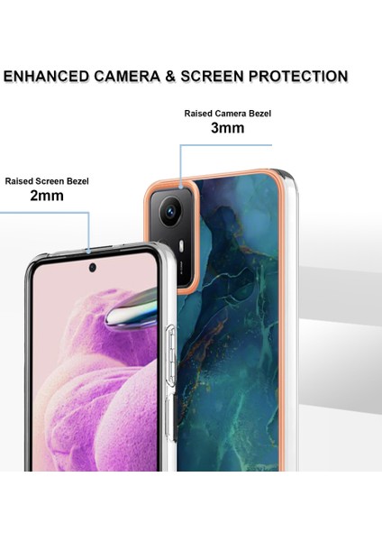 Xiaomi Redmi Için 2.0mm Tpu Kılıfı Not 12S 4g, Mermer Desen Imd Elektrapkülleme Telefon Kapak Yeşili (Yurt Dışından)