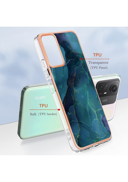 Xiaomi Redmi Için 2.0mm Tpu Kılıfı Not 12S 4g, Mermer Desen Imd Elektrapkülleme Telefon Kapak Yeşili (Yurt Dışından)