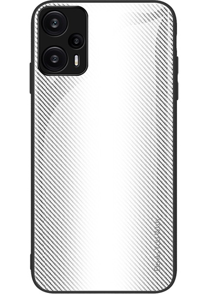 Xiaomi Için Redmi Note 12 Turbo/poco F5 5g Karbon Fiber Doku Kabuk Kapağı Temperli Cam Geri+Yumuşak Tpu Telefon Kılıfı-Beyaz (Yurt Dışından)