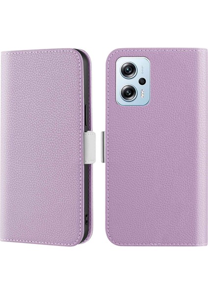 Xiaomi Redmi Için Not 11T Pro 5g/not 11T Pro+ 5g/not 12T Pro 5g/poco X4 Gt 5g/redmı K50I 5g Şeker Renk Tam Koruma Deri Kılıf Litchi Doku Telefon Stand Cüzdan Kapak-Purple (Yurt Dışından)