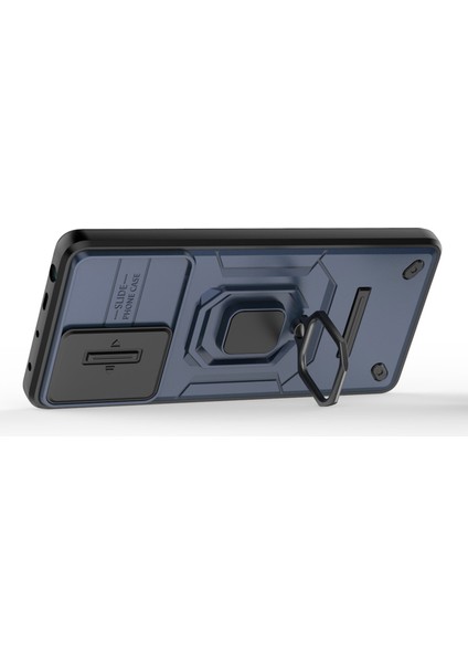 Pc+Tpu Kabuğu Xiaomi Için Poco F5 5g/redmi Not 12 Turbo, Anti-Drop Telefon Kasası Slayt Lens Koruması Kickstand Arka Kapak-Mavi (Yurt Dışından) indirimleri