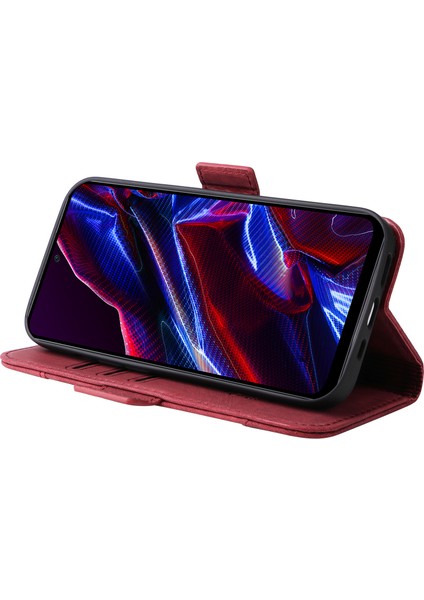 Xiaomi Redmi Için Telefon Kapağı Not 12 5g (Global)/(Hindistan)/(Çin)/poco X5 5g/cüzdan Stand Baskılı Hat Dikiş Pu Deri Kılıf Kırmızısı (Yurt Dışından) fırsatları
