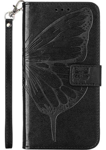 Xiaomi Için Pu Deri Telefon Kılıfı 13 Lite/civi 2 5g, Kelebek Çiçek Baskılı Anti-Çizelge Cüzdan Stand Kapağı El Strap-Black (Yurt Dışından) fiyatları