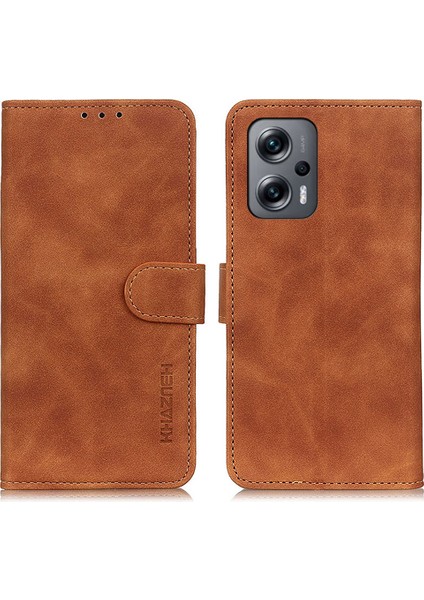 Xiaomi Için Khazneh Redmi Note 12 Turbo/poco F5 5g Pu Deri Telefon Kapağı Retro Doku Cüzdan Standı Case-Brown (Yurt Dışından)