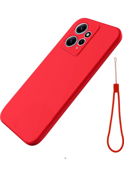 Xiaomi Redmi Için Telefon Kılıfı Not 12 4g, Sıvı Silikon Yumuşak Astar Damla Geçirmez Kapak Kayış Kırmızısı (Yurt Dışından)