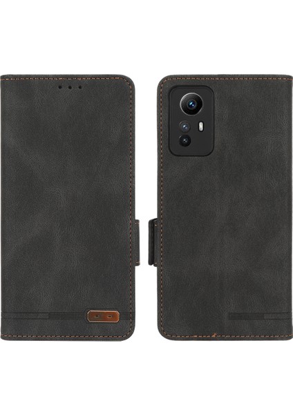 Xiaomi Için Redmi Not 12S 4g Toz Geçirmez Telefon Kılıfı Donanım Dekor Stand Kapağı Cüzdan Pu Deri Kabuk Black (Yurt Dışından)