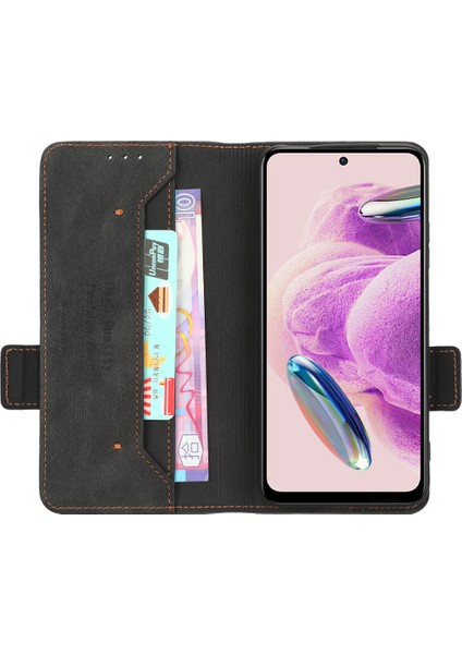 Xiaomi Için Redmi Not 12S 4g Toz Geçirmez Telefon Kılıfı Donanım Dekor Stand Kapağı Cüzdan Pu Deri Kabuk Black (Yurt Dışından) fiyatları