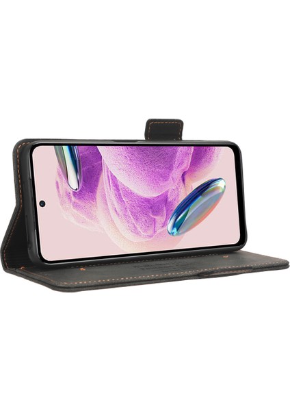Xiaomi Için Redmi Not 12S 4g Toz Geçirmez Telefon Kılıfı Donanım Dekor Stand Kapağı Cüzdan Pu Deri Kabuk Black (Yurt Dışından) modelleri