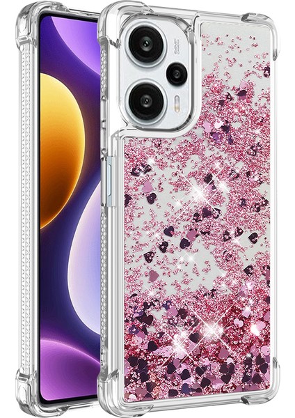 Xiaomi Için Poco F5 5g/redmı Not 12 Turbo Sıvı Yüzen Kılıf Takviyeli Köşeler Tpu Telefon Kapak Gül Golü/kalpler (Yurt Dışından)