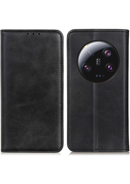 Xiaomi 13 Ultra Bölünmüş Deri Stand Cüzdan Koruyucu Telefon Kapak Black (Yurt Dışından)