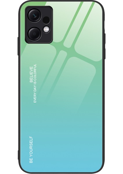 Xiaomi Için Redmi Note 12 4g Gradyan Renkli Telefon Geri Kılıf Temsilli Cam+Pc+Tpu Şok Geçirmez Koruyucu Kapak-Cuver+Mavi (Yurt Dışından)
