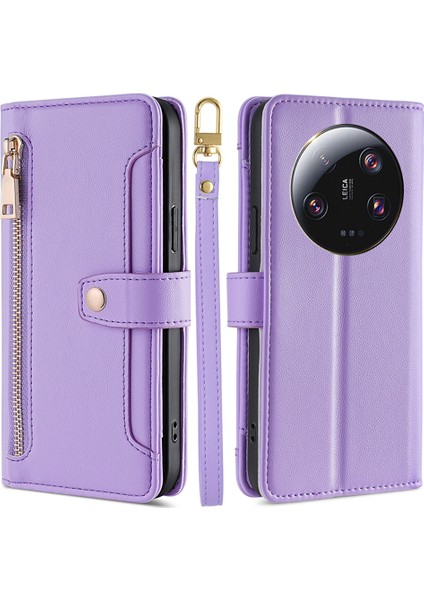 Xiaomi 13 Ultra Anti-Colision Pu Deri+Tpu Telefon Kapağı Stand Cüzdan Kılıfı Fermuar Pocket-Moral (Yurt Dışından)
