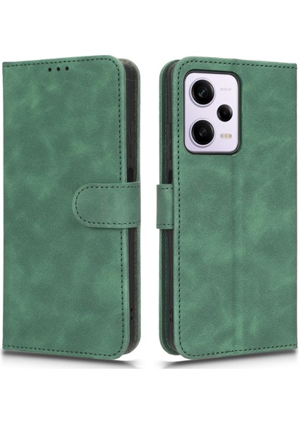 Xiaomi Redmi Için Note 12 Pro 5g/note 12 Pro Speed ​​5g/poco X5 Pro 5g Cilt Touch Hissed Hisset Telefon Kılıf Cüzdan Stand Flip Shockproof Pu Deri+Tpu Kapak Yeşili (Yurt Dışından)