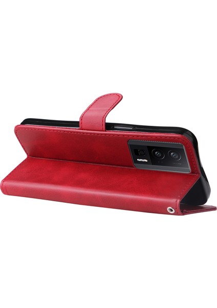 Xiaomi Redmi K60 Pro 5G/K60 5g/poco F5 Pro 5g Telefon Kılıfı Stand Kabuk Buzağı Dokusu Fermuar Cep Cüzdanı Kapak-Kırmızı (Yurt Dışından) modelleri