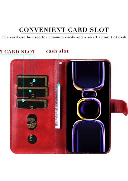 Xiaomi Redmi K60 Pro 5G/K60 5g/poco F5 Pro 5g Telefon Kılıfı Stand Kabuk Buzağı Dokusu Fermuar Cep Cüzdanı Kapak-Kırmızı (Yurt Dışından) indirimleri