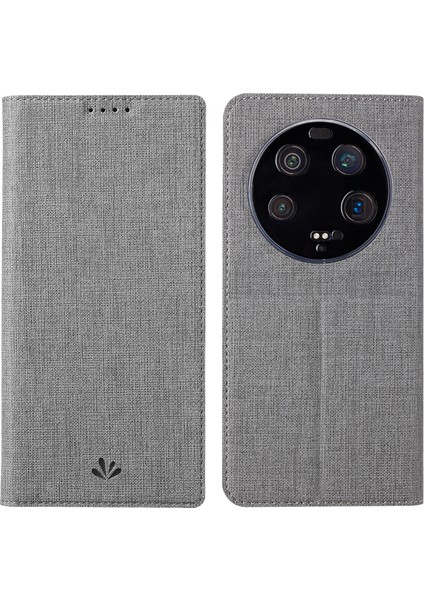 Xiaomi 13 Ultra Için Telefon Stand Kapağı, Pu Deri Anti-Çizelge Kartı Yuvaları Telefon Vaka-Grey (Yurt Dışından)