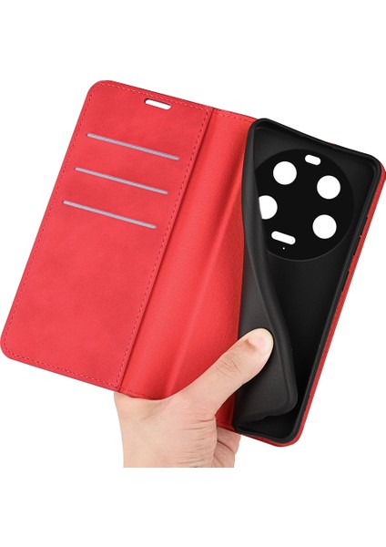 Xiaomi 13 Ultra Şok Geçirmez Pu Deri Deri Cüzdan Flip Kılıf Cilt Touch Stand Cep Telefonu Kapak-Kırmızı (Yurt Dışından) fırsatları