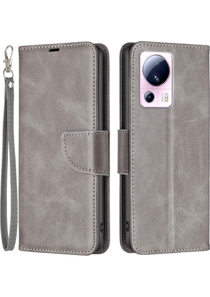 Xiaomi 13 Lite/civi 2 5g Stand Telefon Kılıfı Pu Deri Cüzdan Telefon Kapağı Strap-Grey (Yurt Dışından)