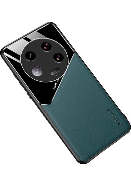 Xiaomi 13 Ultra Koruyucu Kapak Pu Deri Kaplamalı Tpu+Pc Telefon Kılıfı Metal Metal Yeşil (Yurt Dışından)