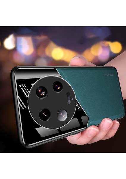 Xiaomi 13 Ultra Koruyucu Kapak Pu Deri Kaplamalı Tpu+Pc Telefon Kılıfı Metal Metal Yeşil (Yurt Dışından) modelleri