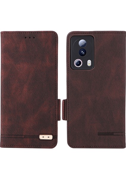 Xiaomi Için Pu Deri Telefon Kılıfı 13 Lite/civi 2 5g, Donanım Dekoru Çift Manyetik Toka Cüzdan Stand Telefon Kapak Kavurası (Yurt Dışından)