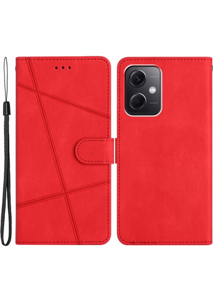 Xiaomi Için Redmi Note 12 4g Şok Geçirmez Deri Cüzdan Kapağı Baskılı Çizgiler Çılgın At Doku Telefon Stand Kılıfı Strap-Red ile (Yurt Dışından)