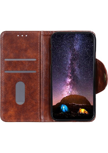 Xiaomi Için Khazhen 13 Lite/civi 2 5g Deri Telefon Kılıf Cüzdan Standı Stand Anti-Çizelge Telefon Kapak-Kahverengi (Yurt Dışından) modelleri
