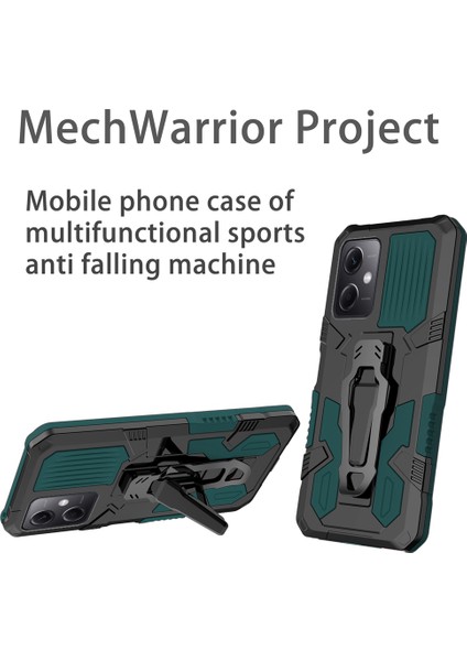 Mechwarrior Xiaomi Redmi Için Mechwarrior Proje Kılıfı Not 12 5g (Çin)/(Hindistan)/(Global)/poco X5 5g Kickstand Kemer Klibi Tpu+Pc Kapak Yeşili (Yurt Dışından)