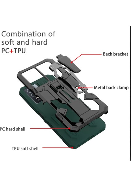 Mechwarrior Xiaomi Redmi Için Mechwarrior Proje Kılıfı Not 12 5g (Çin)/(Hindistan)/(Global)/poco X5 5g Kickstand Kemer Klibi Tpu+Pc Kapak Yeşili (Yurt Dışından)