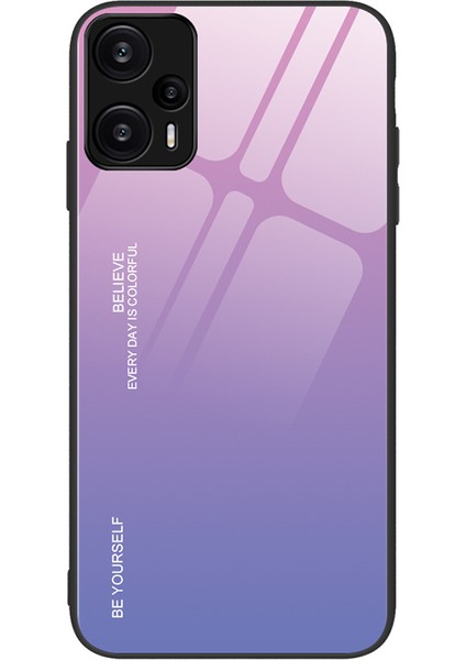 Xiaomi Için Redmi Note 12 Turbo/poco F5 5g Gradyan Temsilli Cam Telefon Kılıfı Pc+Tpu Geri Kabuk-Pink+Mor (Yurt Dışından)