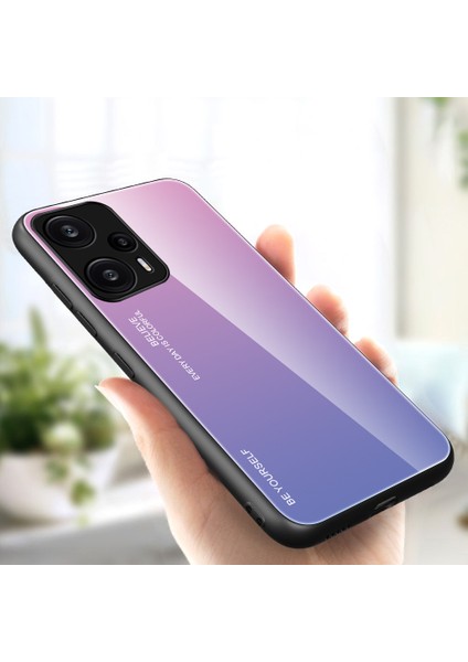Xiaomi Için Redmi Note 12 Turbo/poco F5 5g Gradyan Temsilli Cam Telefon Kılıfı Pc+Tpu Geri Kabuk-Pink+Mor (Yurt Dışından)