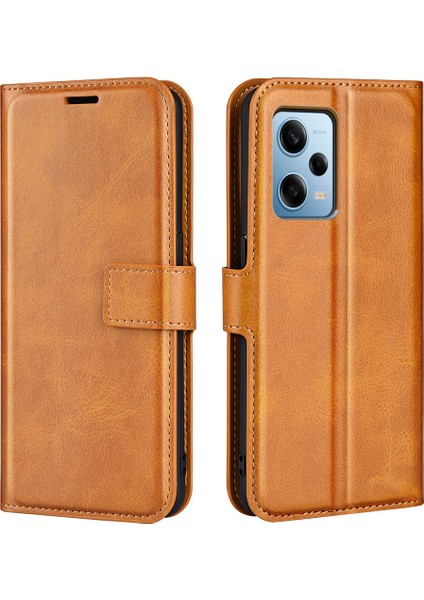 Xiaomi Redmi Için Note 12 Pro 5g/note 12 Pro Speed ​​5g/poco X5 Pro 5g Cep Telefon Kılıf Buzağı Doku Stand Cüzdan Cüzdan Kapak Sarı (Yurt Dışından)