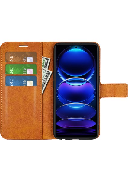 Xiaomi Redmi Için Note 12 Pro 5g/note 12 Pro Speed ​​5g/poco X5 Pro 5g Cep Telefon Kılıf Buzağı Doku Stand Cüzdan Cüzdan Kapak Sarı (Yurt Dışından)