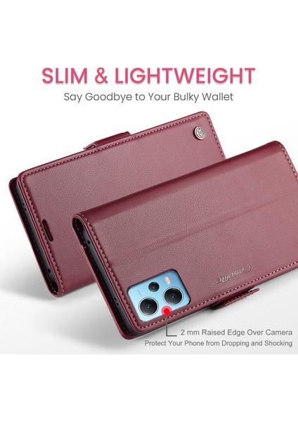 Xiaomi Redmi Için Note 12 5g (Çin)/(Hindistan)/(Global)/poco X5 5g Litchi Doku Rfıd Engelleme Cüzdan Deri Deri Stand Telefon Kapak-Kırmızı (Yurt Dışından) indirimleri