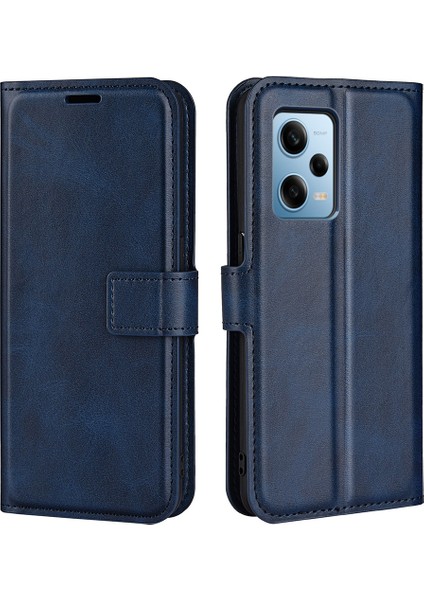 Xiaomi Redmi Için Note 12 Pro 5g/note 12 Pro Speed ​​5g/poco X5 Pro 5g Cep Telefon Kılıf Buzağı Doku Stand Cüzdan Flip Kapak Mavisi (Yurt Dışından)